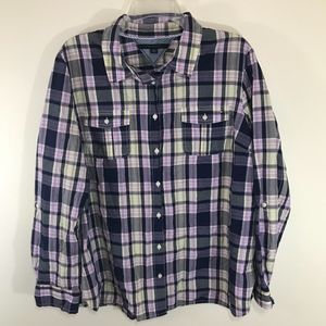 Tommy Hilfiger Purple Blue Plaid Button Down Shirt